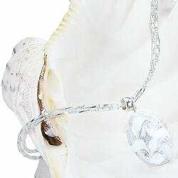 Lampglas Colier elegant White dantelă cu perla Lampglas cu argint pur NP1