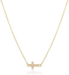 JVD Colier cruce placat cu aur cu zirconi SVLN0442XH2GO45