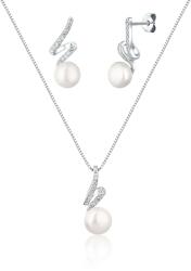 JwL Luxury Pearls Set elegant de bijuterii cu perlă adevărată și zircon JL0746 (lănțișor, pandantiv, cercei)
