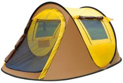 Klept automata kemping sátor, 3 fő, méretei 245 X 150 X 105 cm, barna és sárga (cort5)