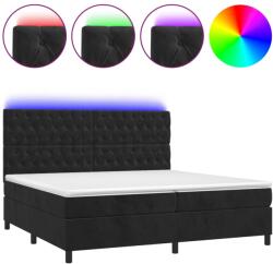 vidaXL fekete bársony rugós és LED-es ágy matraccal 200x200 cm (3136325) (3136325)