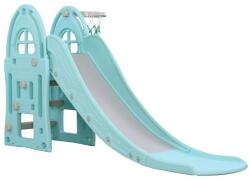 NOVOKIDS Happy Mega Slide csúszda, beltéri és kültéri, 187 cm csúszópálya, maximum 50 kg, kosárlabda gyűrű, kék (NKMEGASLIDEBLUE)