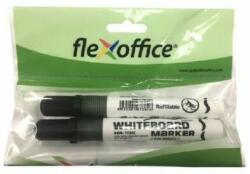FlexOffice "WB02" 2, 5 mm marker conic negru pentru tablă de 2, 5 mm (2 buc/blister) (FO-WB02BLACKBL)