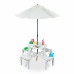  Piknikszett napernyővel gyerekeknek 4 személyes fenyőfa 10038639