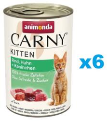 Animonda Carny Kitten Beef&Chicken&Rabbit Marhahús, csirke és nyúl cicáknak 6x400 g