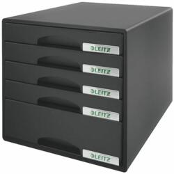 Leitz Fiókos irattároló, 5 fiókkal, műanyag Leitz Plus fekete (52110) - tonerpiac
