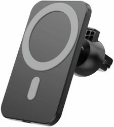 Ro Group Incarcator auto wireless magnetic cu incarcare rapida, 15W, rotire 360 grade, compatibil Iphone MagSafe, negru