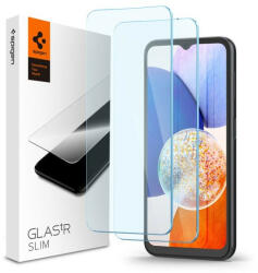 Spigen Samsung Galaxy A15 4G / A15 5G SM-A155F / A156B, Kijelzővédő fólia, (az íves részre NEM hajlik rá! ), Tempered Glass (edzett üveg), Spigen Glastr Slim, Clear, 2 db / csomag (AGL07447) - tok-shop