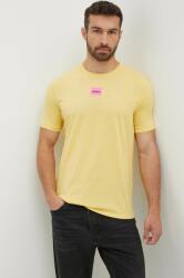 Hugo pamut póló sárga, férfi, nyomott mintás - sárga XS - answear - 26 990 Ft