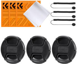 K&F Concept 62mm Lencse-sapka készlet rögzítő-pánttal (3db) -Univerzális Lans Cap Kit (SKU.1994)