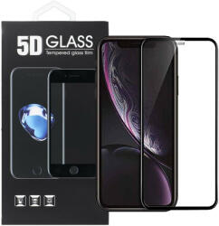 Apple 11 / XR üvegfólia, tempered glass, előlapi, 5D, edzett, hajlított, fekete kerettel
