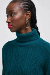 MEDICINE gyapjúkeverék pulóver női, zöld, garbónyakú - türkiz XS