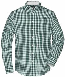 James & Nicholson (Daiber) Férfi kockás ing JN617 - Erdei zöld / fehér | 2XL (1-JN617-1709323)