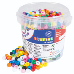 Playbox PlayBox: Színes 1200 db-os műanyag fűzhető gyöngy szett vödörben (2471778) - jatekshop
