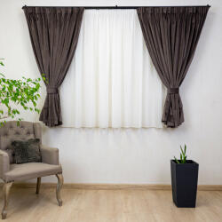 Hiko Set 2 draperii scurte cu doua benzi de prindere Hiko COMFY catifea deep taupe, cu rejansa (10015277)