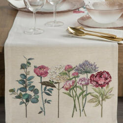  Gobelin asztali futó nyári virágok motívumával Natúr 40x100 cm +/-5%