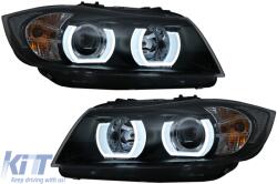 KITT 3D LED Angel Eyes első lámpa BMW 3 E90 Limousine E91 Touring (03.2005-08.2008) balkormányos modellekhez, fekete (HLBME90BLED)
