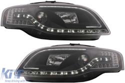 KITT Lightning C LED csöves fényszórók Audi A4 B7 (11.2004-03.2008) fekete (HLAUA4B7CLEDB)
