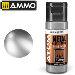AMMO by MIG Jimenez AMMO ATOM METALLIC Steel Acrylic Paint 20 ml (ATOM-20166)