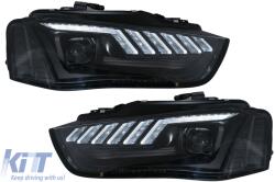 KITT Lightning LED DRL Xenon fényszórók AUDI A4 B8.5 facelift (2012-2015) dinamikus irányjelző, fekete (HLAUA4B8FHTT)