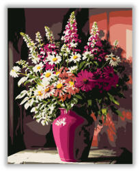 Számfestő Virágözön magenta vázában - számfestő készlet (crea1066)