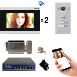Mentor Kit Interfon Video 2 familii wireless WiFi IP65 1.3MP 7 inch Color 3in1 POE RJ45 Mentor SYKT029 (MMDSYKT029)