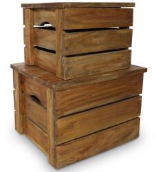 vidaXL Set cutii de depozitare 2 bucati, lemn masiv reciclat (244498) - orlandokids