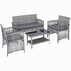 Jumi Set mobilier gradina/terasa, gri, 1 masa, 2 scaune, 1 canapea, Jumi (OM-258754)