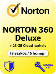 Gen Digital Inc. Norton 360 Deluxe + 25 GB Felhőalapú tárolás (3 eszköz / 6 Hónap) (Előfizetés) (Elektronikus licenc) (NORT360DE25ABO-6M)