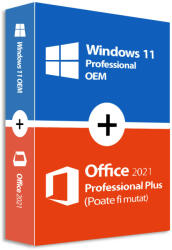 Microsoft Windows 11 Pro (OEM) + Office 2021 Professional Plus (Poate fi mutat) (Licenţă digitala)