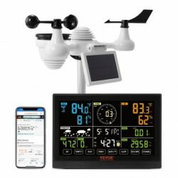 VEVOR Statie meteo wireless VEVOR Wi-FI, afisaj color, temperatura, umiditate, viteza vantului/directie, prognoza, alarma, IP67