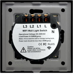 Luxion Intrerupator Triplu Wi-Fi cu RF433 cu Touch din Sticla LUXION Negru (LX-WT2-RA301G-B)