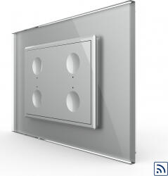 LIVOLO Intrerupator cvadruplu Livolo wireless cu touch rama din sticla Gri (vl-fc4r-3ip-15)
