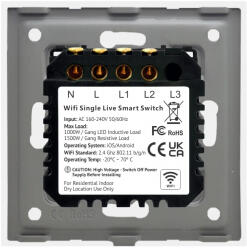 Luxion Intrerupator Dublu Wi-Fi cu Touch din Sticla si Rama de Aluminiu LUXION Alb (LX-WT2-201A-W)