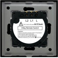 Luxion Intrerupator Dublu cu Touch din Sticla si Rama de Aluminiu LUXION RF433 Negru (LX-MT-R201A-B)