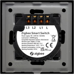 Luxion Intrerupator Triplu cu Touch din Sticla si Rama de Aluminiu LUXION Protocol ZigBee Negru (LX-ZT-301A-B)