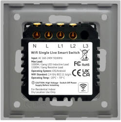 Luxion Intrerupator Dublu Wi-Fi cu Touch din Sticla si Rama de Aluminiu LUXION Gri (LX-WT2-201A-GY)