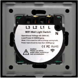 Luxion Intrerupator Simplu Wi-Fi si RF433 cu Touch din Sticla LUXION Negru (LX-WT2-RA101G-B)