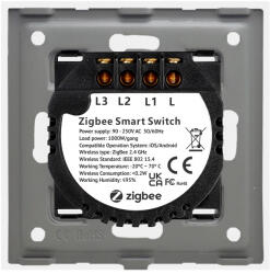 Luxion Intrerupator Triplu cu Touch din Sticla si Rama de Aluminiu LUXION Protocol ZigBee Auriu (LX-ZT-301A-G)