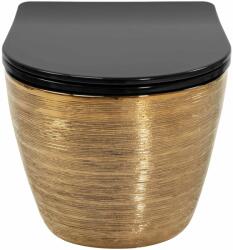 Rea Set vas wc suspendat Rea Carlo rimless auriu periat cu capac softclose negru (5902557387588)