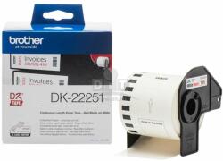 Brother DK-22251 White Continuous Length Paper Tape, Black/Red on White, 62mm x 15.24M / 2-3/7" x 50" (DK22251) Etikett címke tekercs
