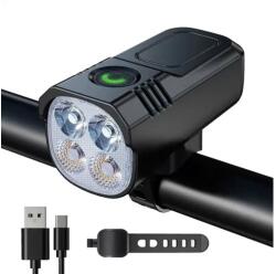 Spyral LM-1000 alu első lámpa 4db Power LED, 1000 lumen, USB-ről tölthető, fekete