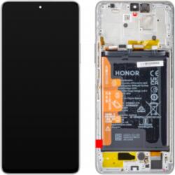 Huawei Honor Magic4 Lite, Honor X9 (4G és 5G 2022) Előlap Keret+LCD Kijelző+Érintőpanel+Akkumulátor Ezüst, Titanium Silver (0235ABSS) Gyári, Service Pack
