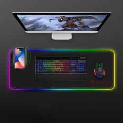  WARRIOR gamer egérpad RGB LED világítással, vezeték nélküli, QI töltővel 900x400x4mm (WARRIOR-MP-RGB-QI-900x400x4)