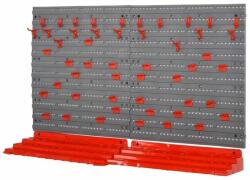 Art Panou scule, PP, 2 module, 2 rafturi tip suport, 50 de carlige, gri si rosu, max 30 kg, 95.5x53.5 cm (AR072233) - artool