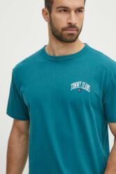 Tommy Jeans pamut póló zöld, férfi, nyomott mintás, DM0DM18665 - türkiz XXL