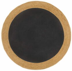 vidaXL fekete és természetes színű fonott juta-pamut kisszőnyeg 90 cm 344969