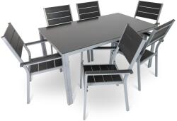 Rauman Fargo 2 kerti asztalkészlet, téglalap - 6 üléses, fekete / szürke