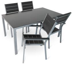 Rauman Fargo 2 kerti asztalkészlet, téglalap - 4 üléses, fekete / szürke
