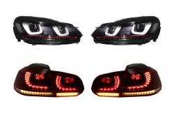 KITT Faruri si Stopuri Full LED VW Golf 6 VI (2008-2013) R20 U Design cu Semnal LED Dinamic Performance AutoTuning
